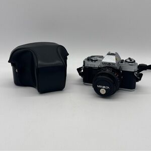 Minolta X-370 35mm Film Camera w/ 50mm F1.7 MD Rokkor Lens and Case - Tested